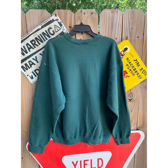 Vintage 90s Nike Green Crewneck Sweatshirt Distressed Embroidered Swoosh Size L - Picture 5 of 16